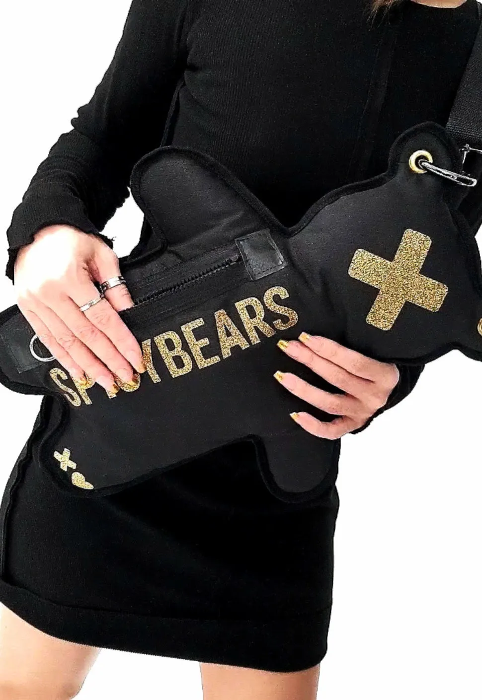 Black | Gold Glitter Bear Bag