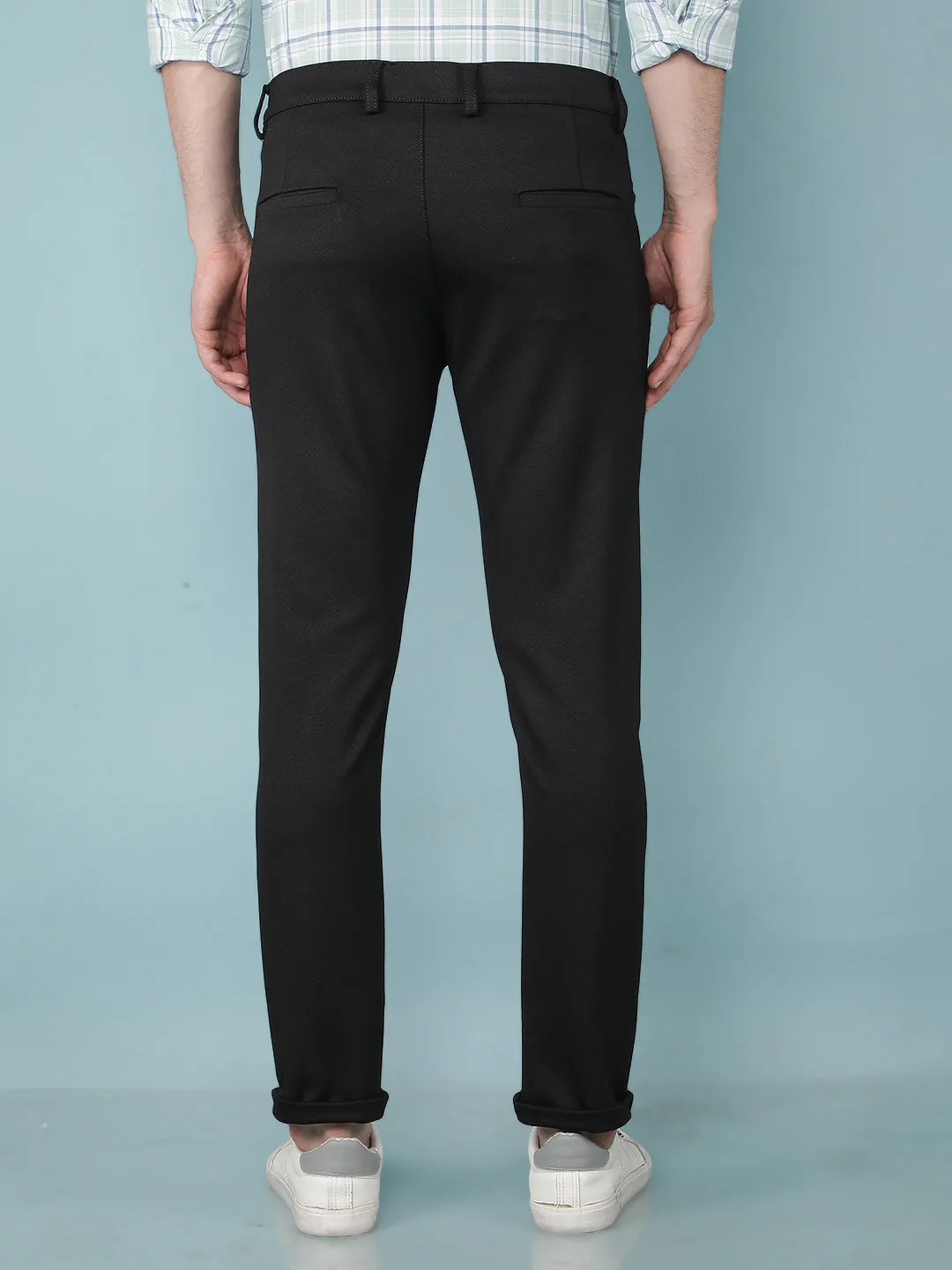 Black Jacquard Chinos Trousers