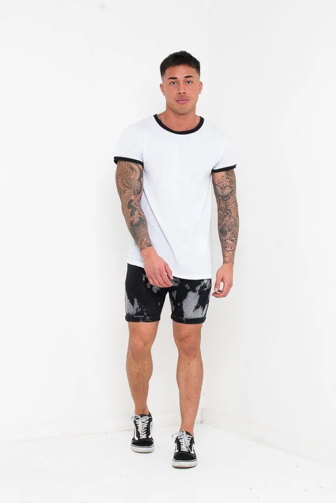 Black Tie Dye Skinny Fit Shorts