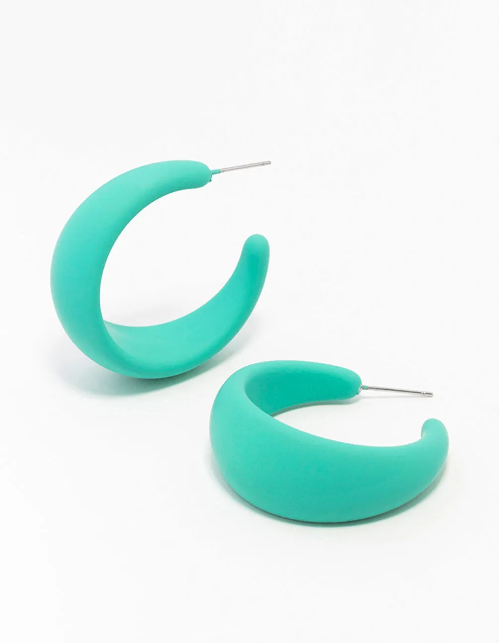 Blue Coated Chubby Teardrop Hoop Earrings