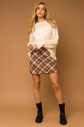 Bree Plaid Frayed Hem Mini Skirt