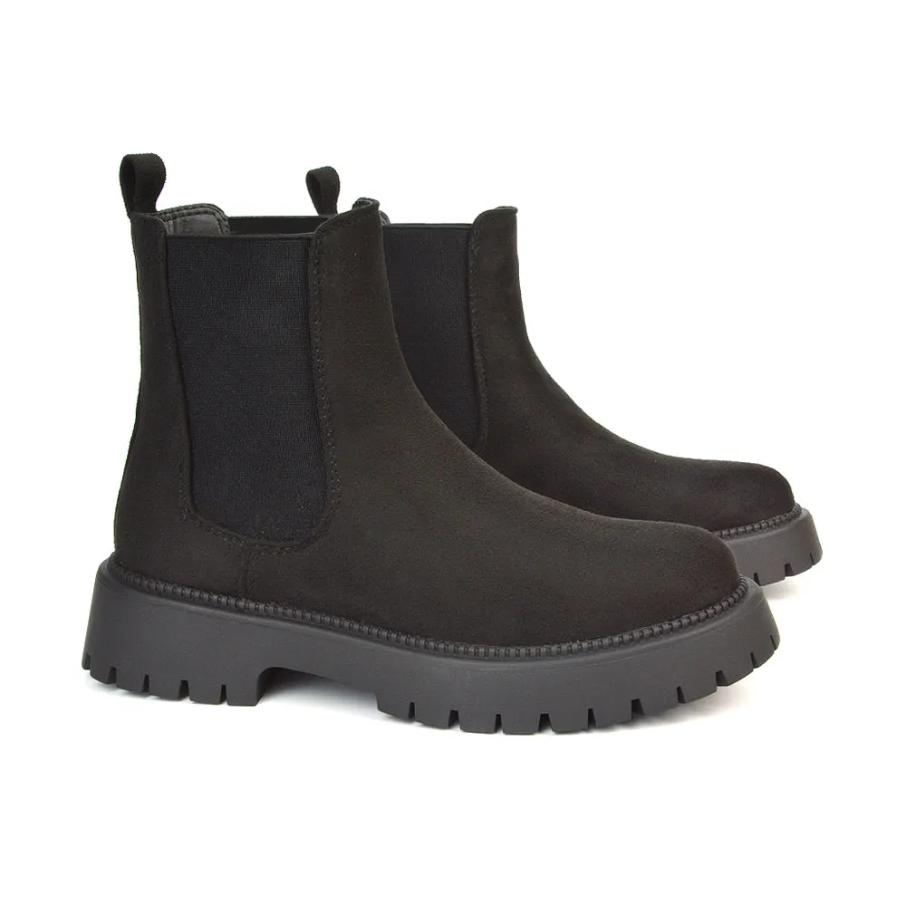 Bridget Chunky Sole Chelsea Ankle Boots In Black