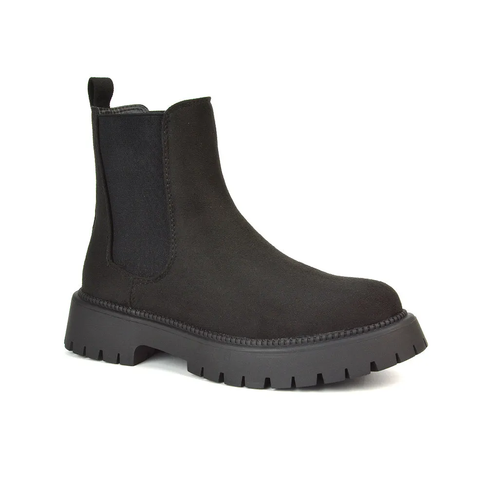 Bridget Chunky Sole Chelsea Ankle Boots In Black