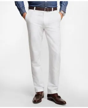 Brooks Brothers Men's Clark Fit Linen and Cotton Chinos Pants White