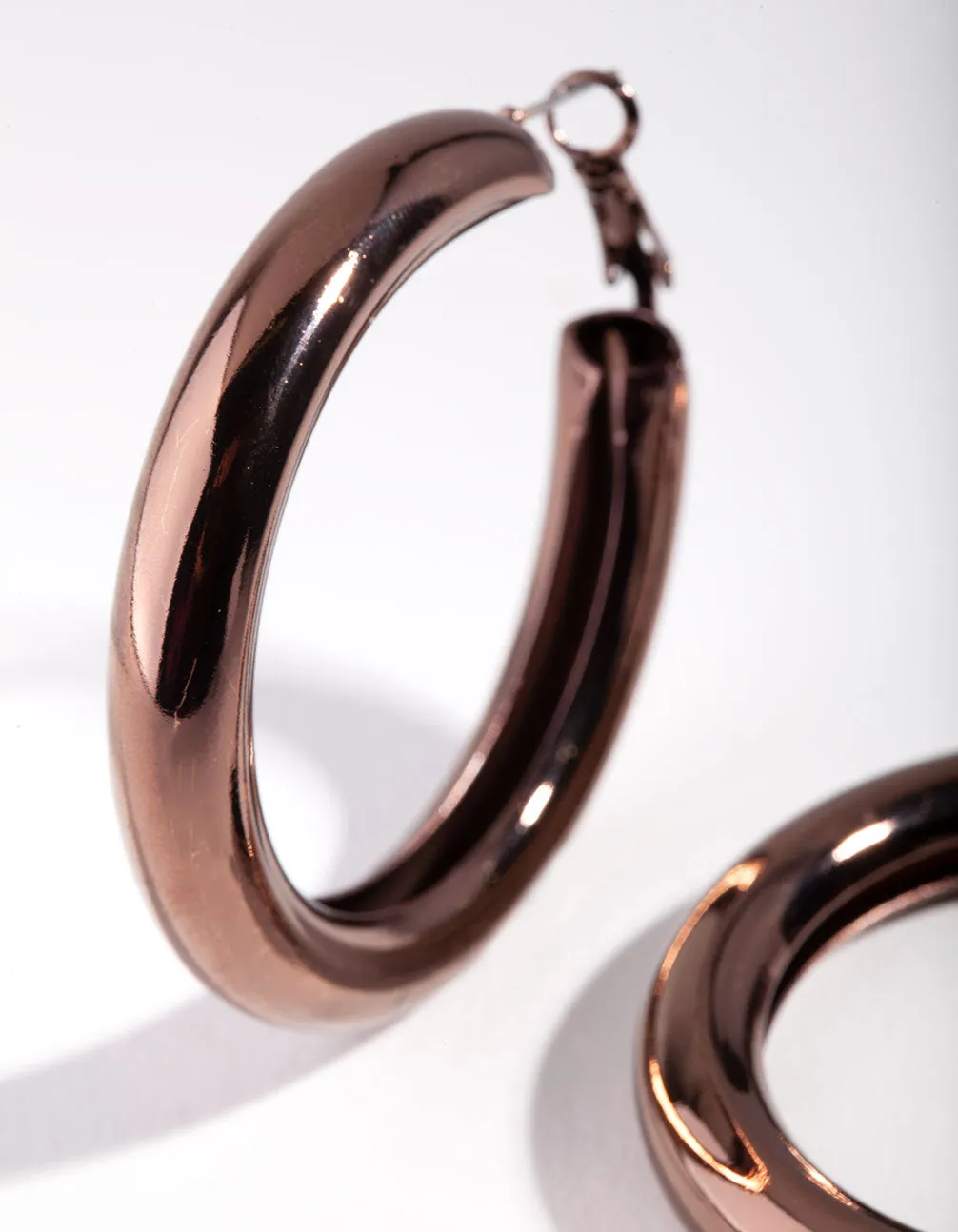 Brown Chunky Tube Hoop Earrings