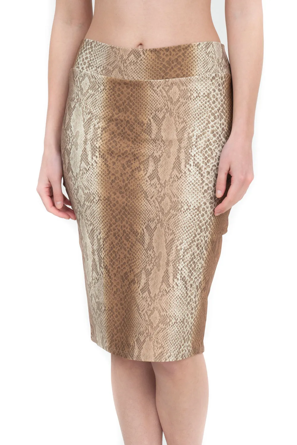 Brown Python Pencil Swim Skirt