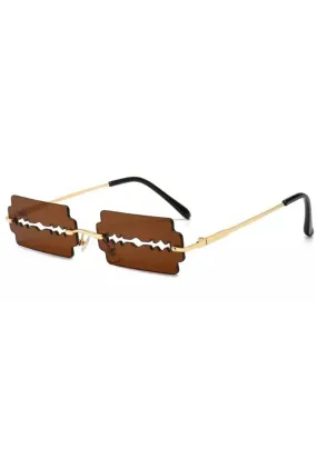 Brown Razor Blades Fashion Glasses