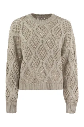 BRUNELLO CUCINELLI Luxe Cashmere Knit Sweater with Sequin Detail