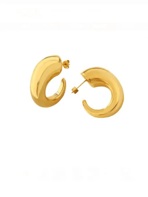 Bubble Chunky Statement Earrings, 18K Gold Plated Stainless Steel C Hoop Earrings