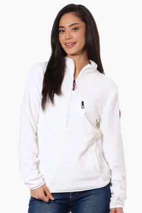 Canada Weather Gear 1/4 Zip Polar Fleece Pullover Sweater - White