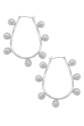 Canvas Allison Studded Metal Teardrop Hoop Earrings in Silver