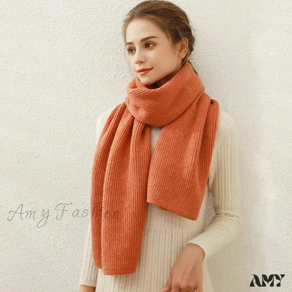 Cashmere Rib Knit Winter Scarf - Long Muffler for Women