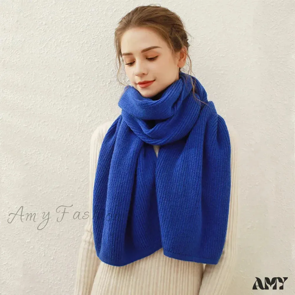 Cashmere Rib Knit Winter Scarf - Long Muffler for Women