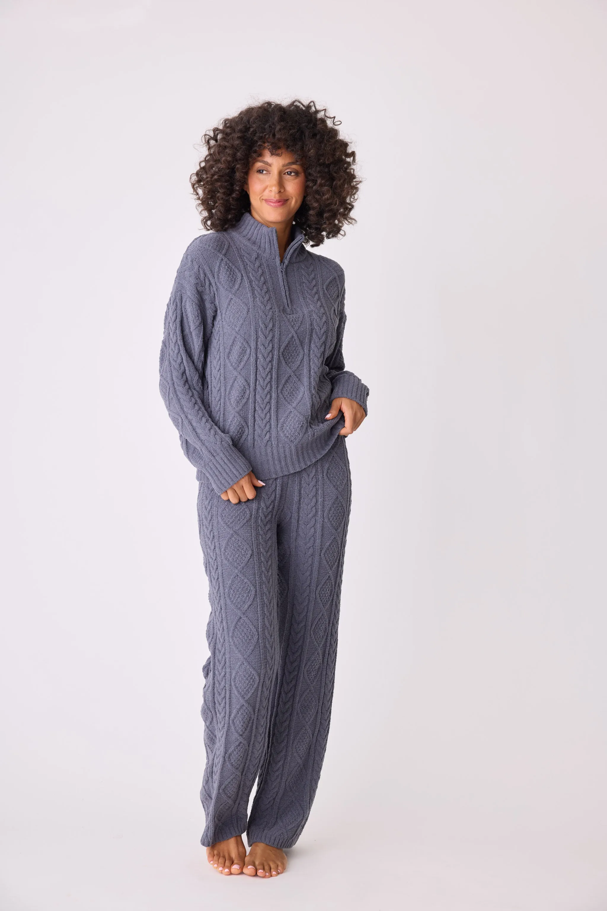 Chenille Cozy Cable Quarter Zip Sweater