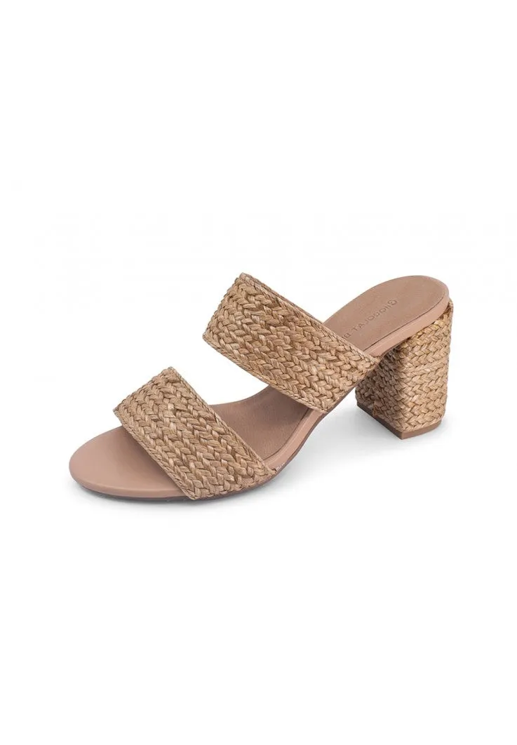 Chocolat Blu Calissa Natural Raffia Heeled Sandal