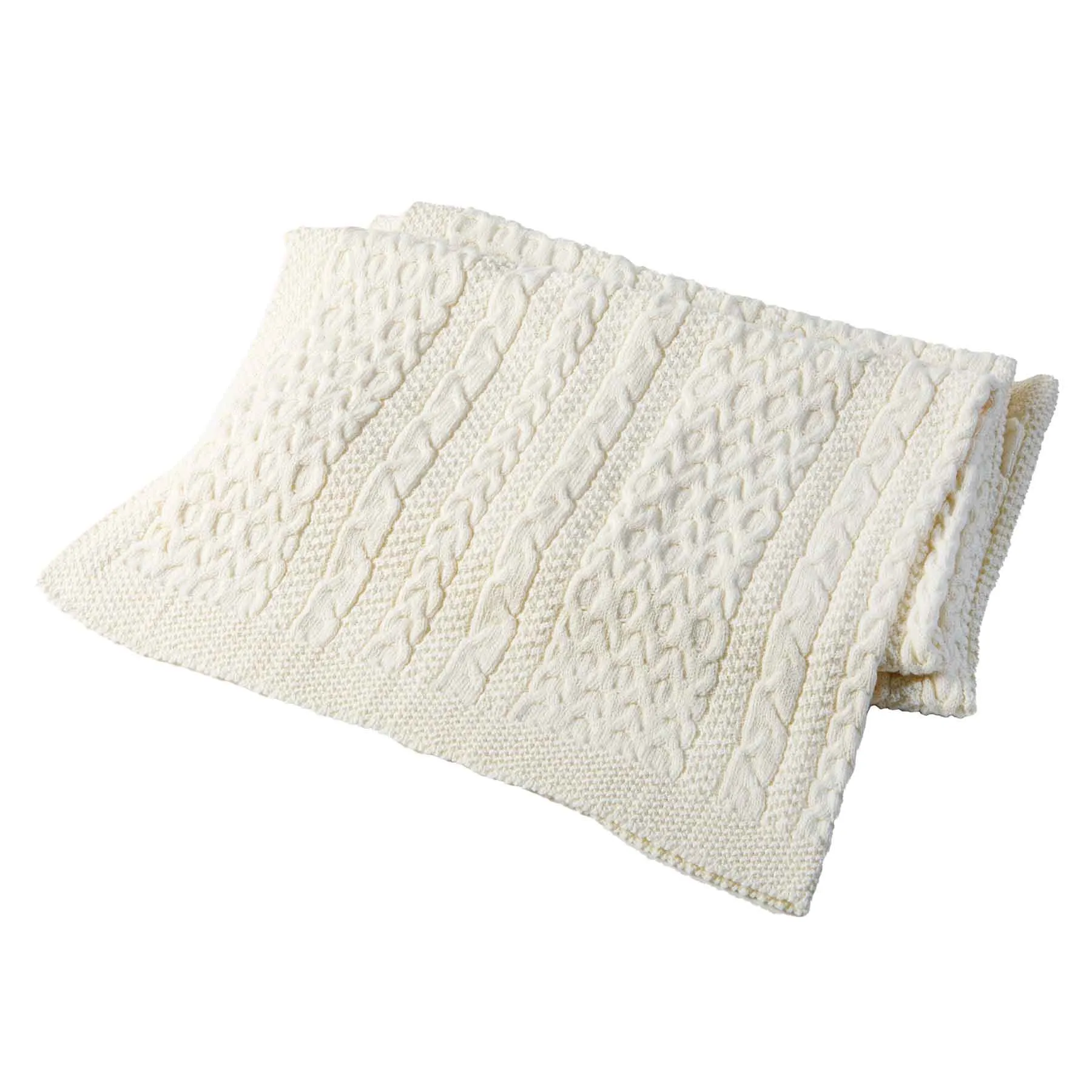 Chunky Aran Knit Throw Blanket- Cream