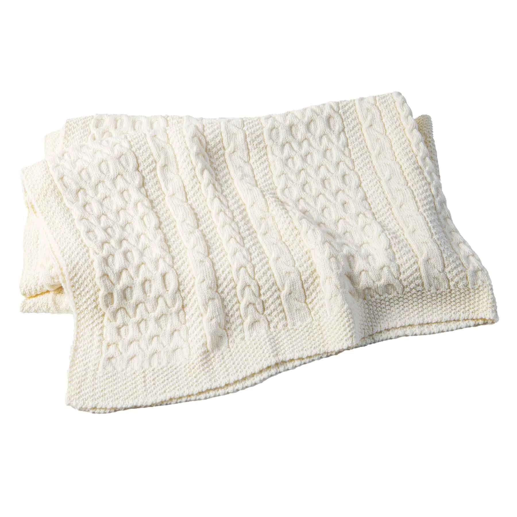 Chunky Aran Knit Throw Blanket- Cream