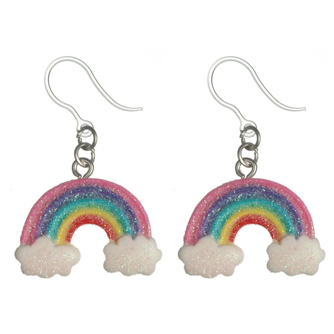 Chunky Rainbow Cloud Dangles Hypoallergenic Earrings for Sensitive Ears Made with Plastic Posts