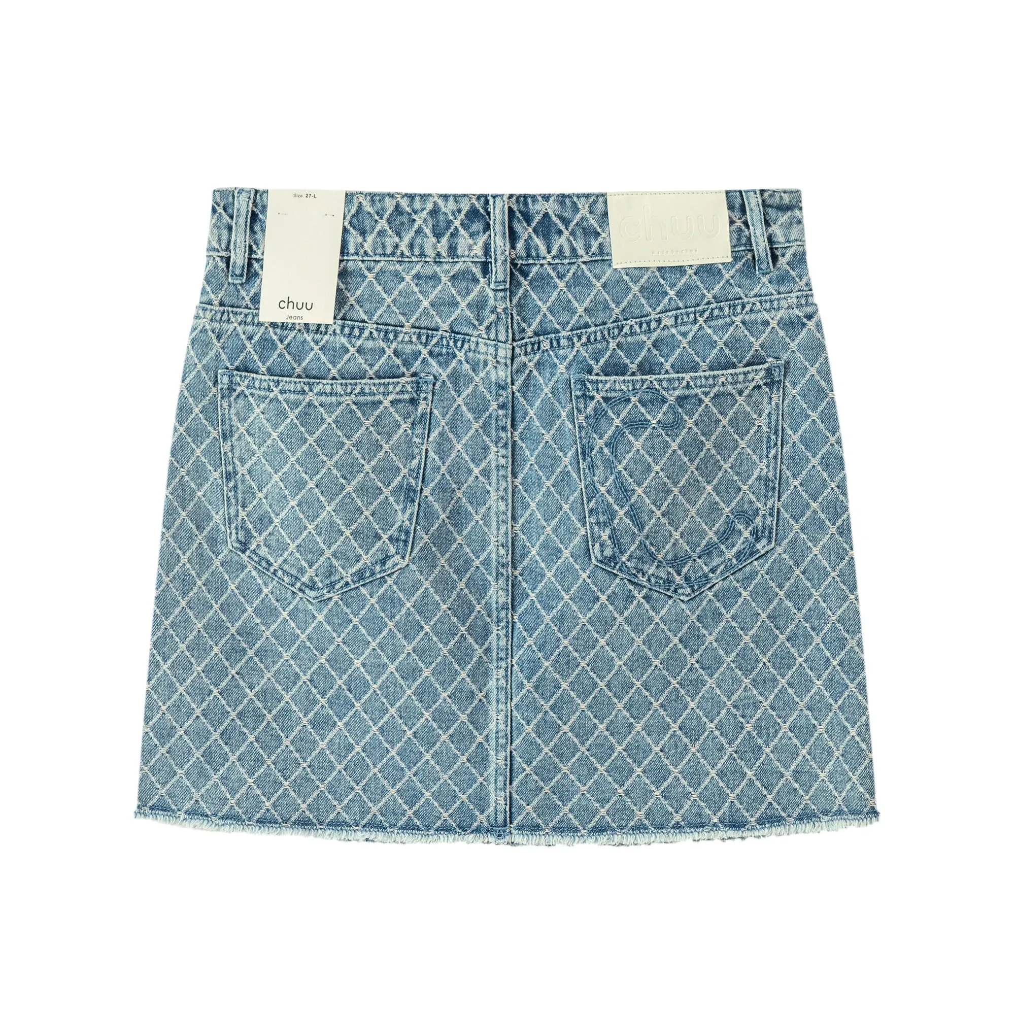 Chuu Girl Diamond Check Denim Skirt