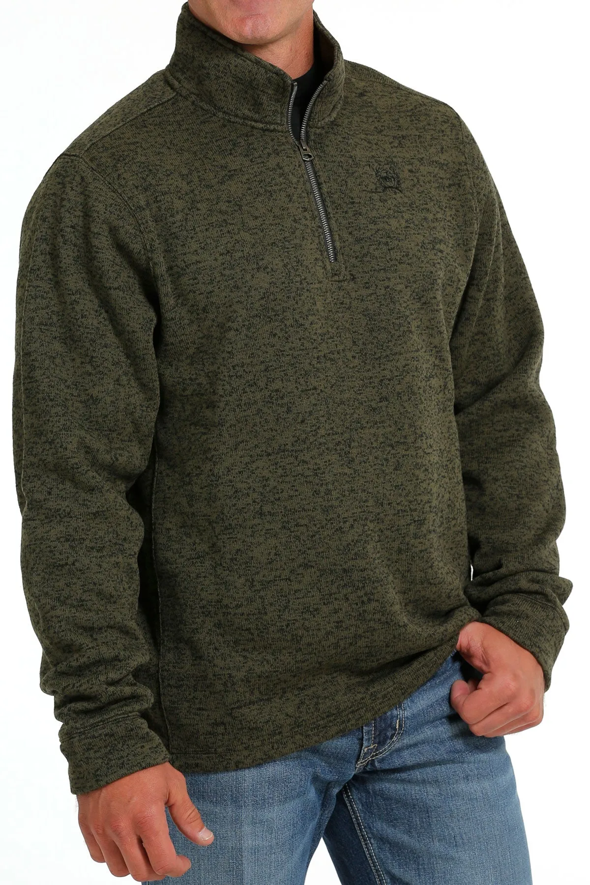 Cinch Men's Olive Quarter Zip Sweater Knit Jacket