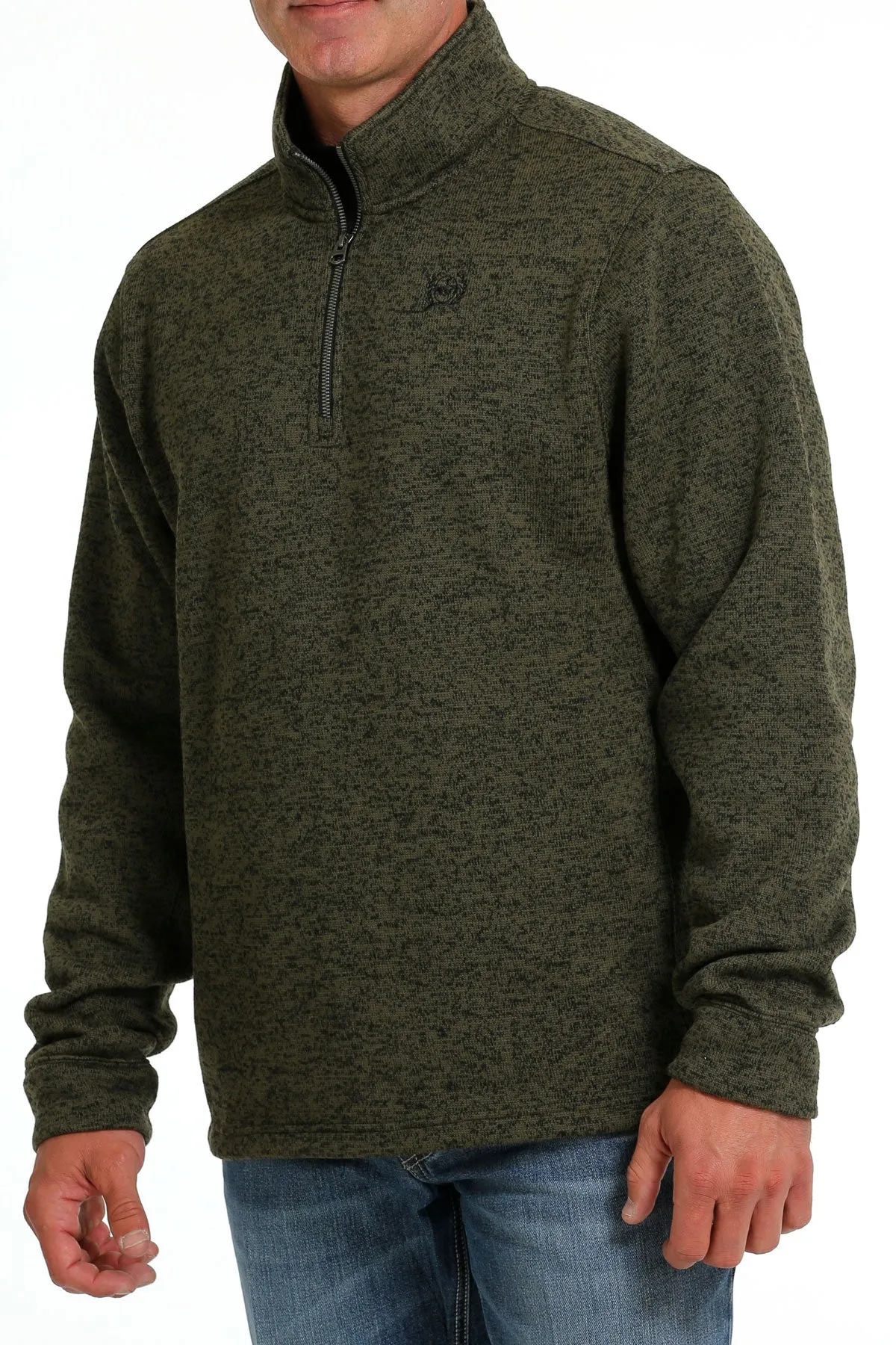 Cinch Men's Olive Quarter Zip Sweater Knit Jacket