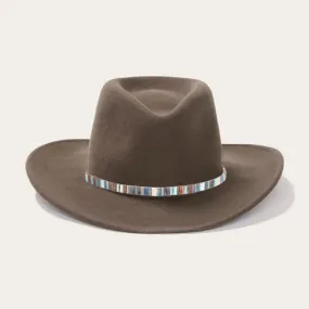 Classic Brown Felt Fedora with Multicolor Stripe Band and Metal Buckle