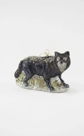 Cody Foster Black Winter Wolf Glass Christmas Tree Holiday Ornament