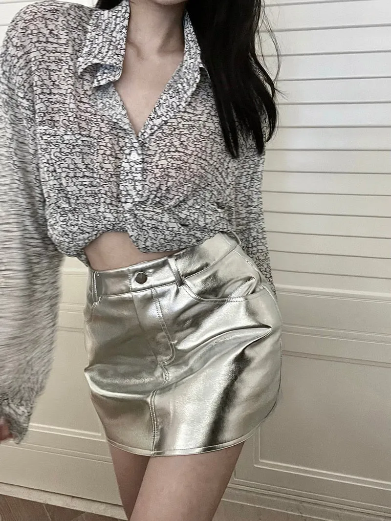 Corine Metallic Mini Skirts - Silver or Pink