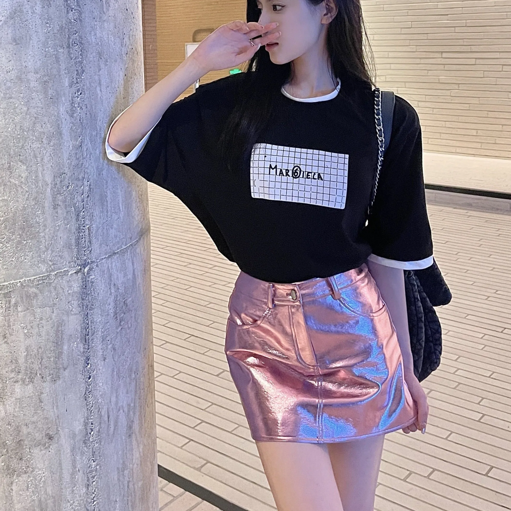 Corine Metallic Mini Skirts - Silver or Pink