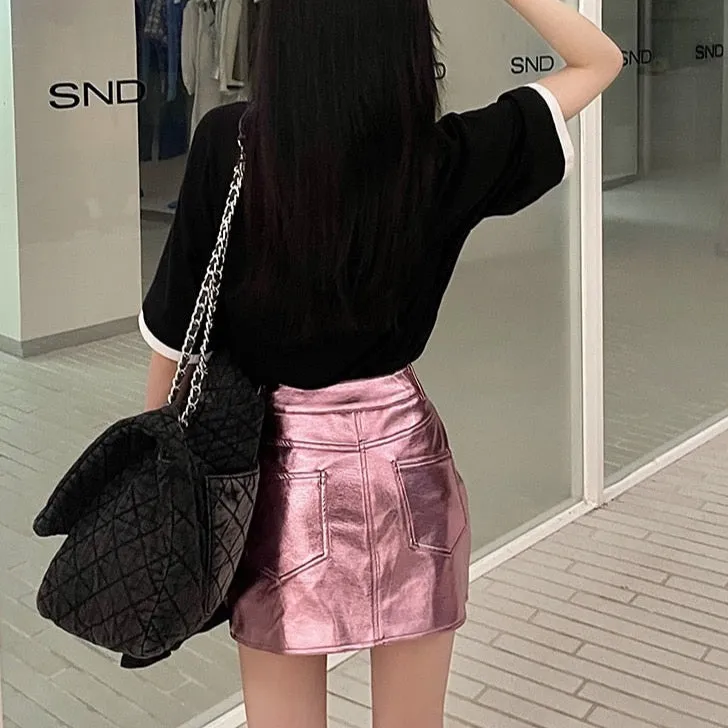 Corine Metallic Mini Skirts - Silver or Pink