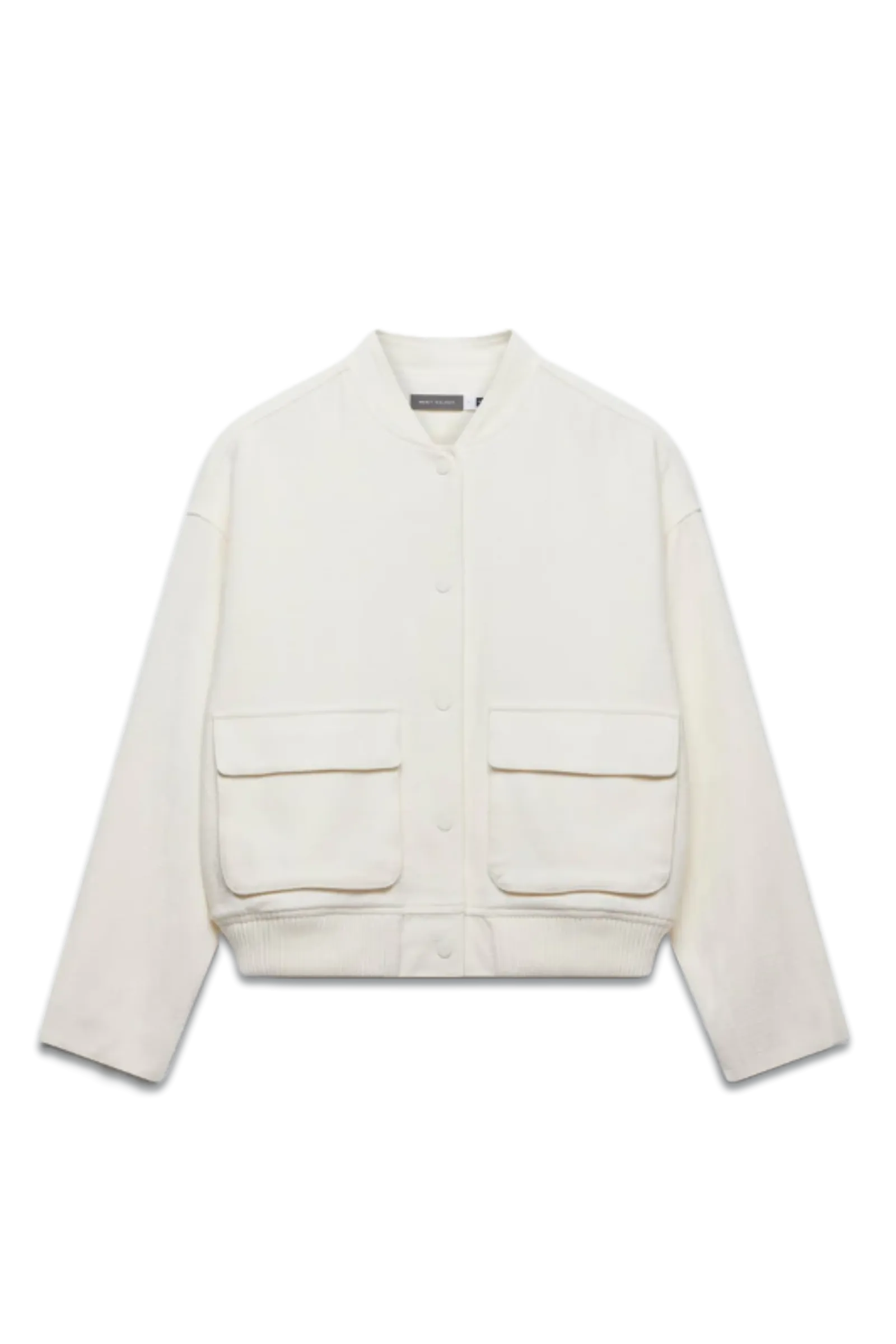 Cream Textured Bomber Jacket