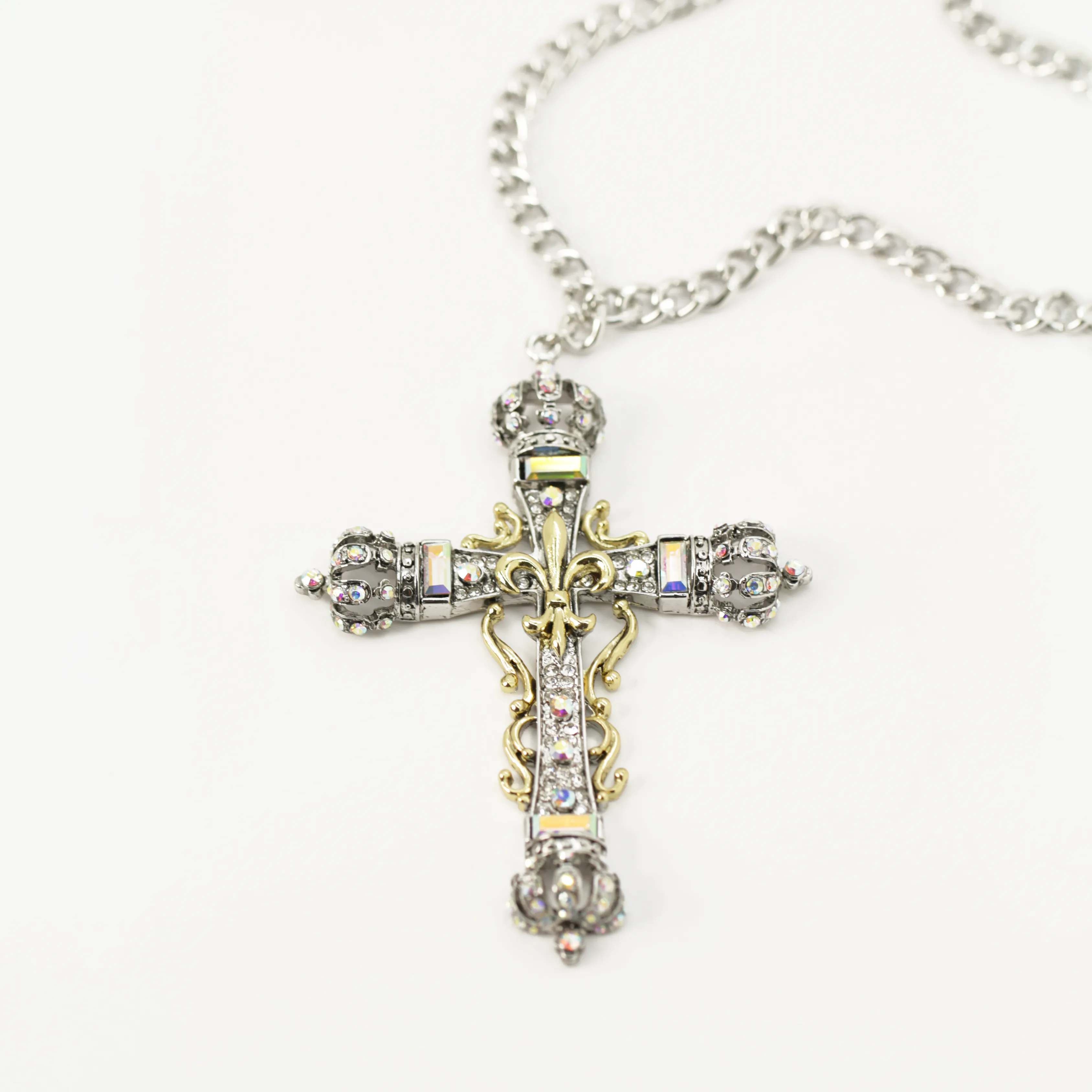 Cross and Crowns Pendant Necklace