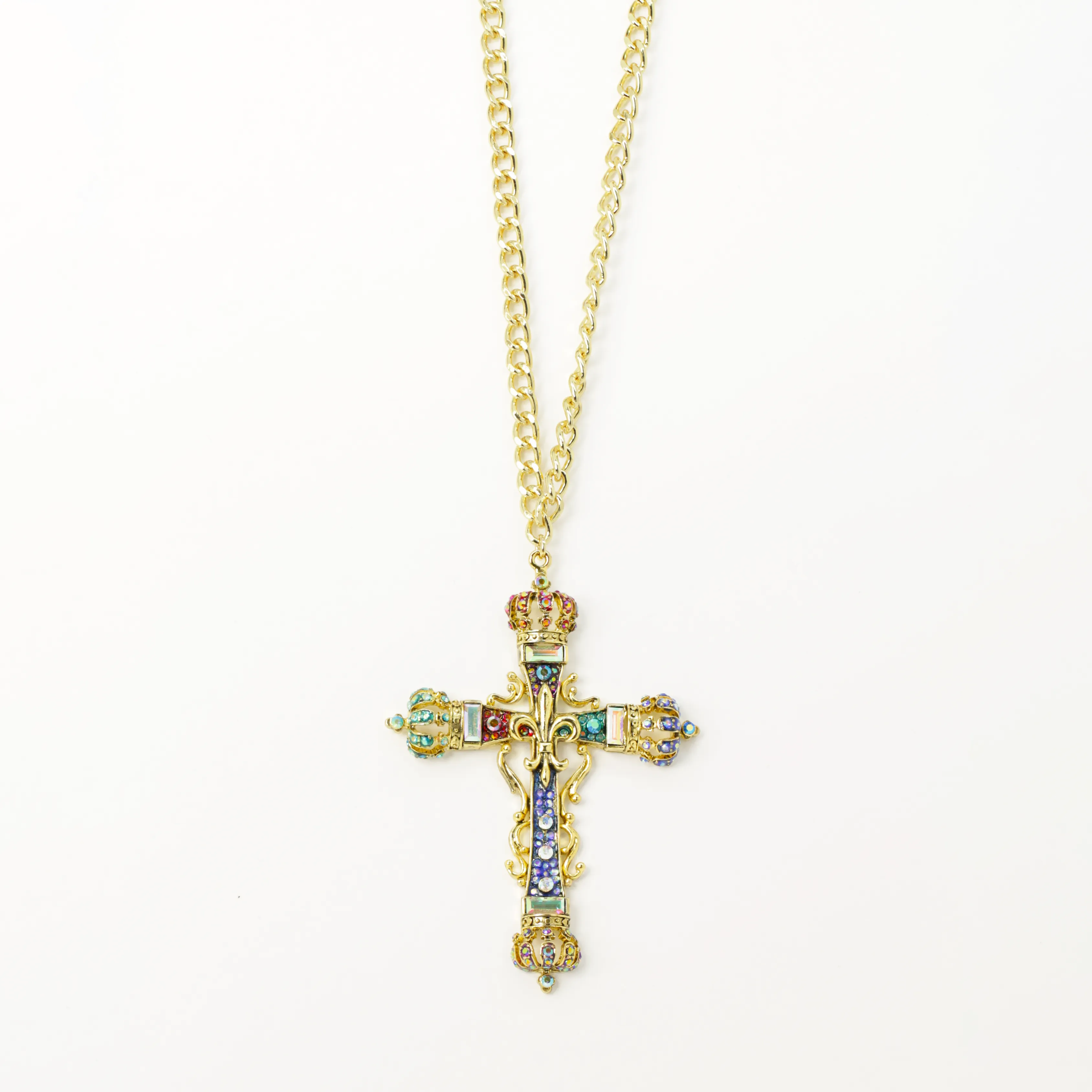 Cross and Crowns Pendant Necklace