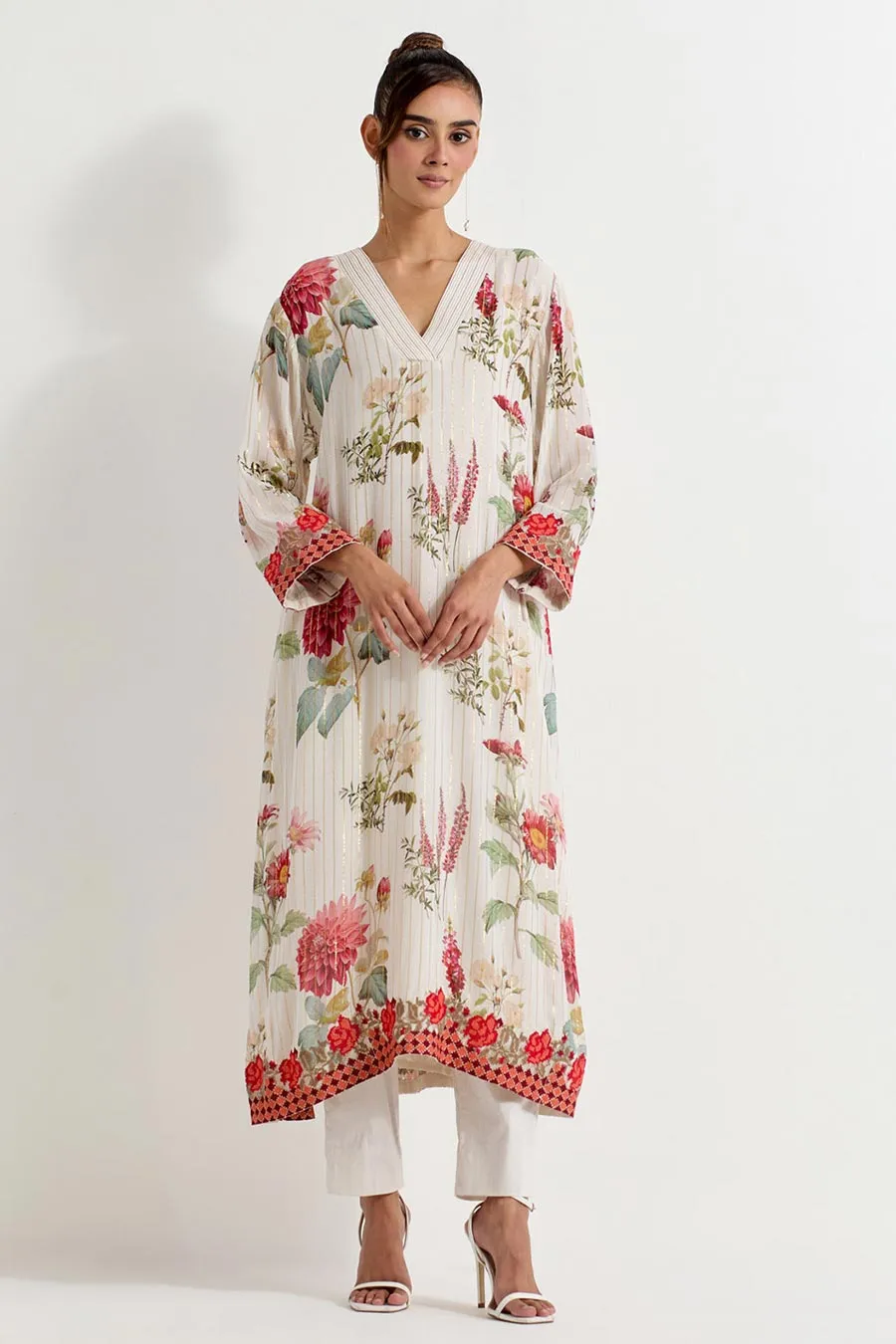 Daisy Printed Lurex Georgette Kurta & Pant Set