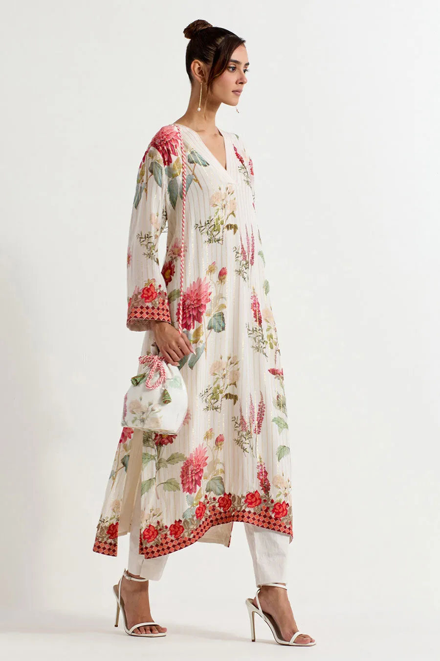 Daisy Printed Lurex Georgette Kurta & Pant Set