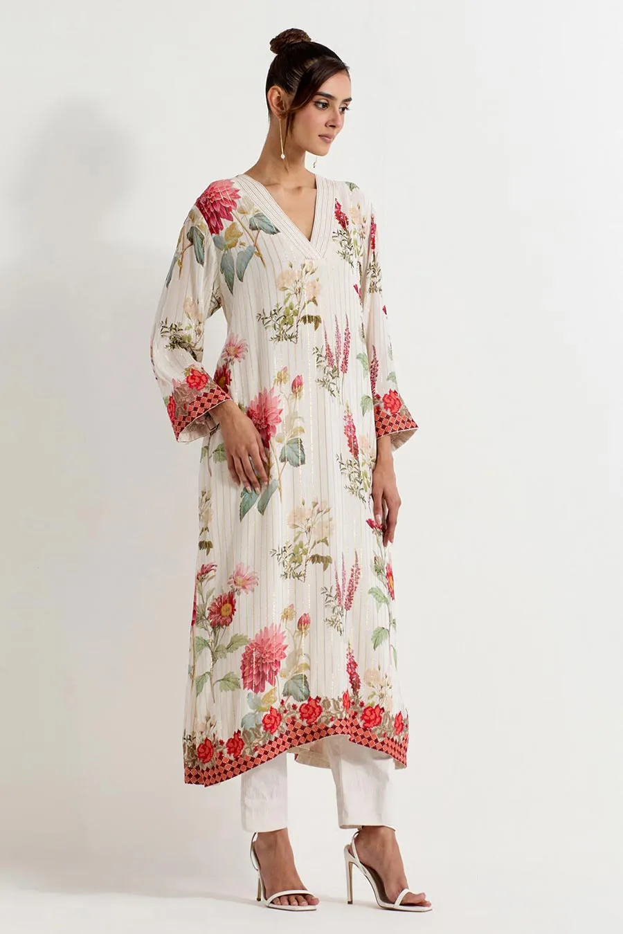 Daisy Printed Lurex Georgette Kurta & Pant Set