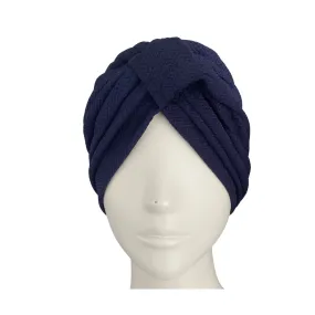 Diamond Knot Fabric Turban Hat Navy ONE SIZE