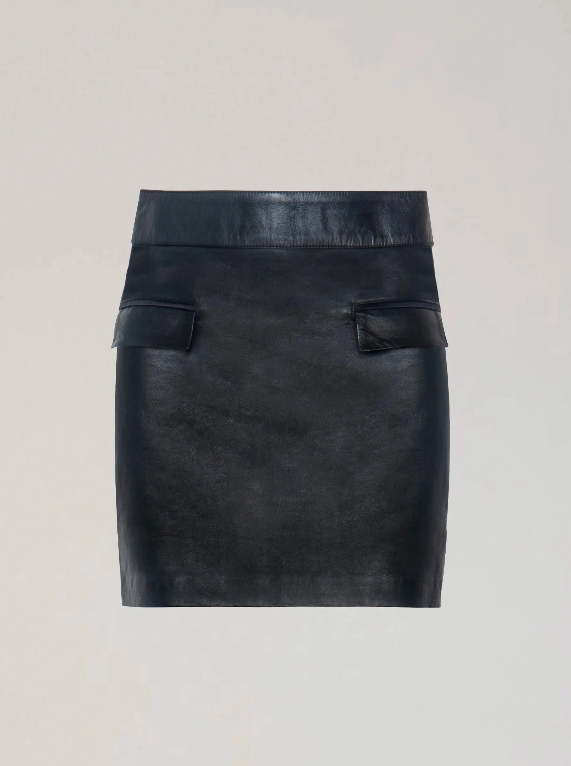 DION LEATHER MINI SKIRT - BLACK SAMPLE