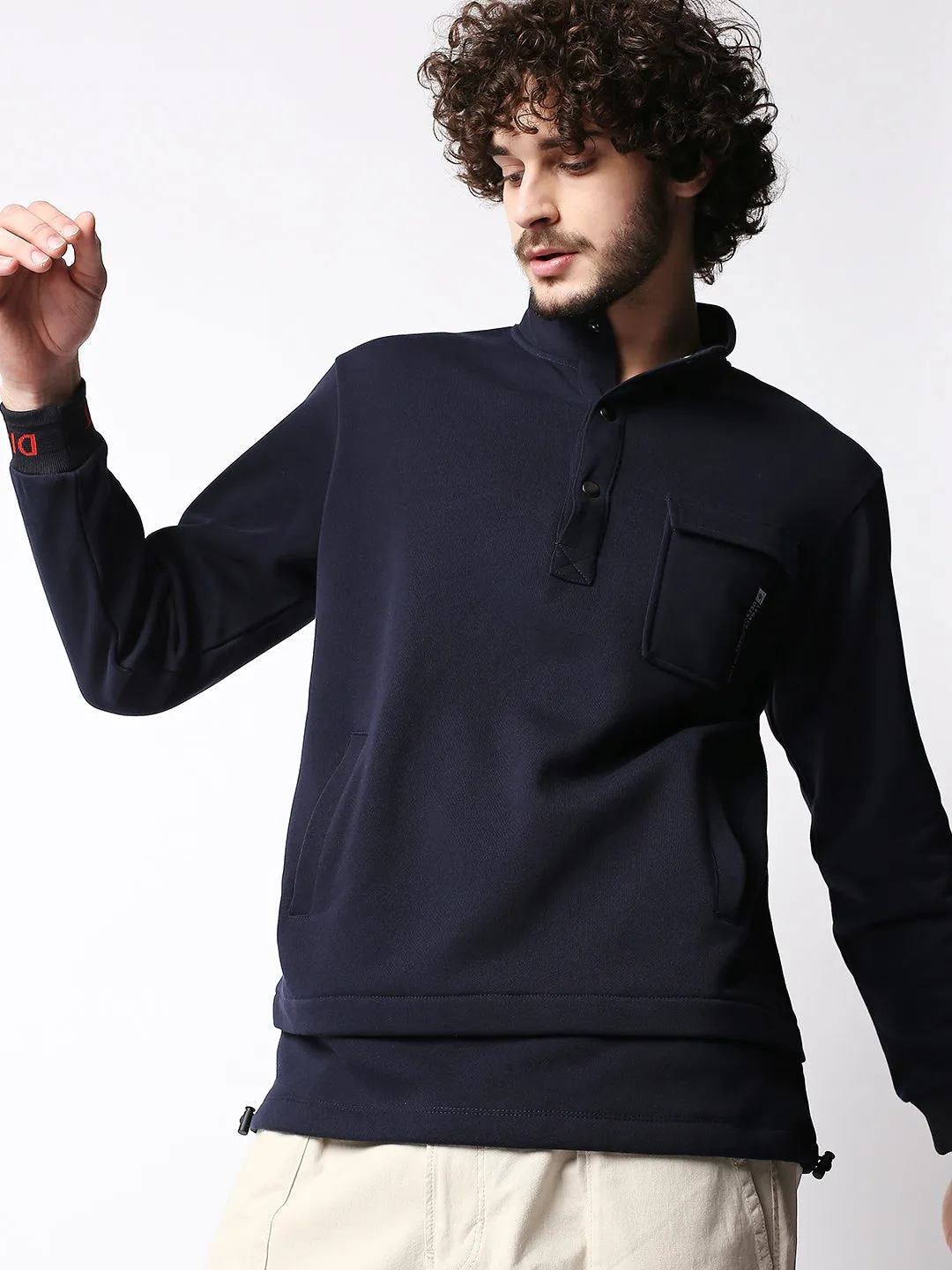 Disrupt Mens Navy Classic Button Pullover