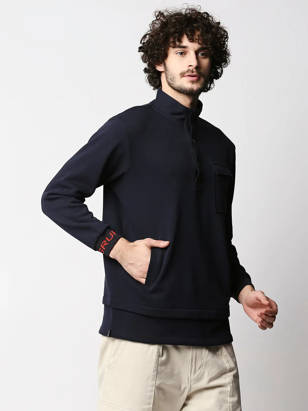 Disrupt Mens Navy Classic Button Pullover