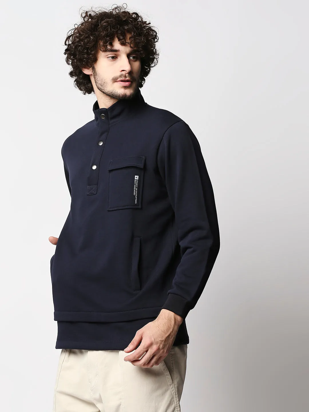 Disrupt Mens Navy Classic Button Pullover