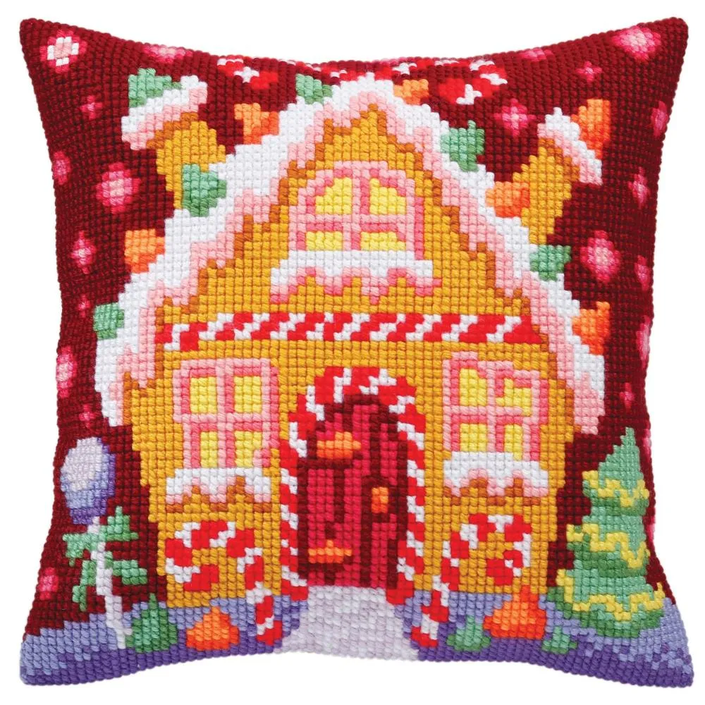 DIY Collection D'Art Gingerbread Lodge Chunky Needlepoint 16" Pillow Top Kit