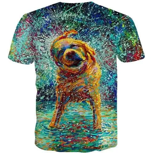 Dog T-shirt Men Animal T-shirts Graphic Graffiti T shirts Funny Art T-shirts 3d Abstract Tshirt Printed Short Sleeve Hip hop Men