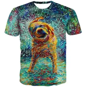 Dog T-shirt Men Animal T-shirts Graphic Graffiti T shirts Funny Art T-shirts 3d Abstract Tshirt Printed Short Sleeve Hip hop Men