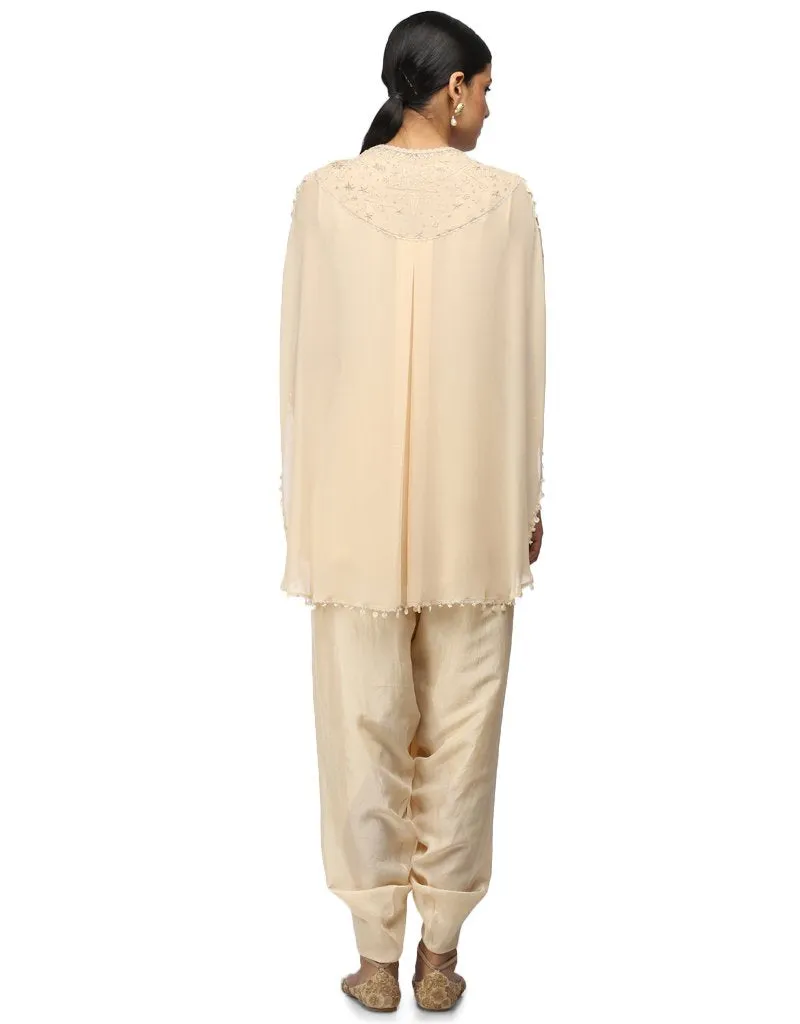 Draped Chikankari Tunic- Antique Beige