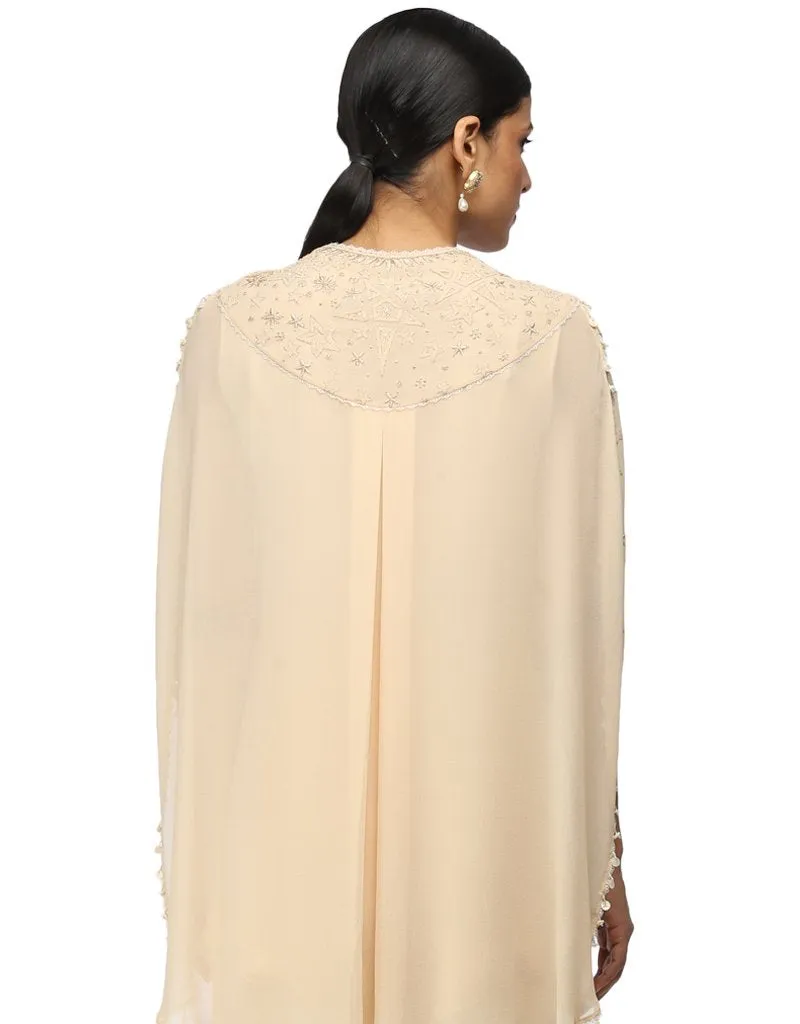 Draped Chikankari Tunic- Antique Beige