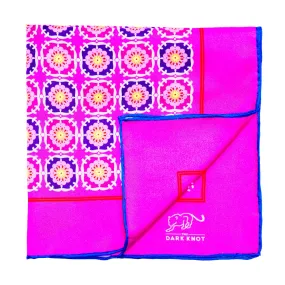 Durham Abstract Silk Pocket Square, Pink / Purple