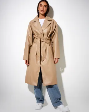 Duster Coat in PU Tan