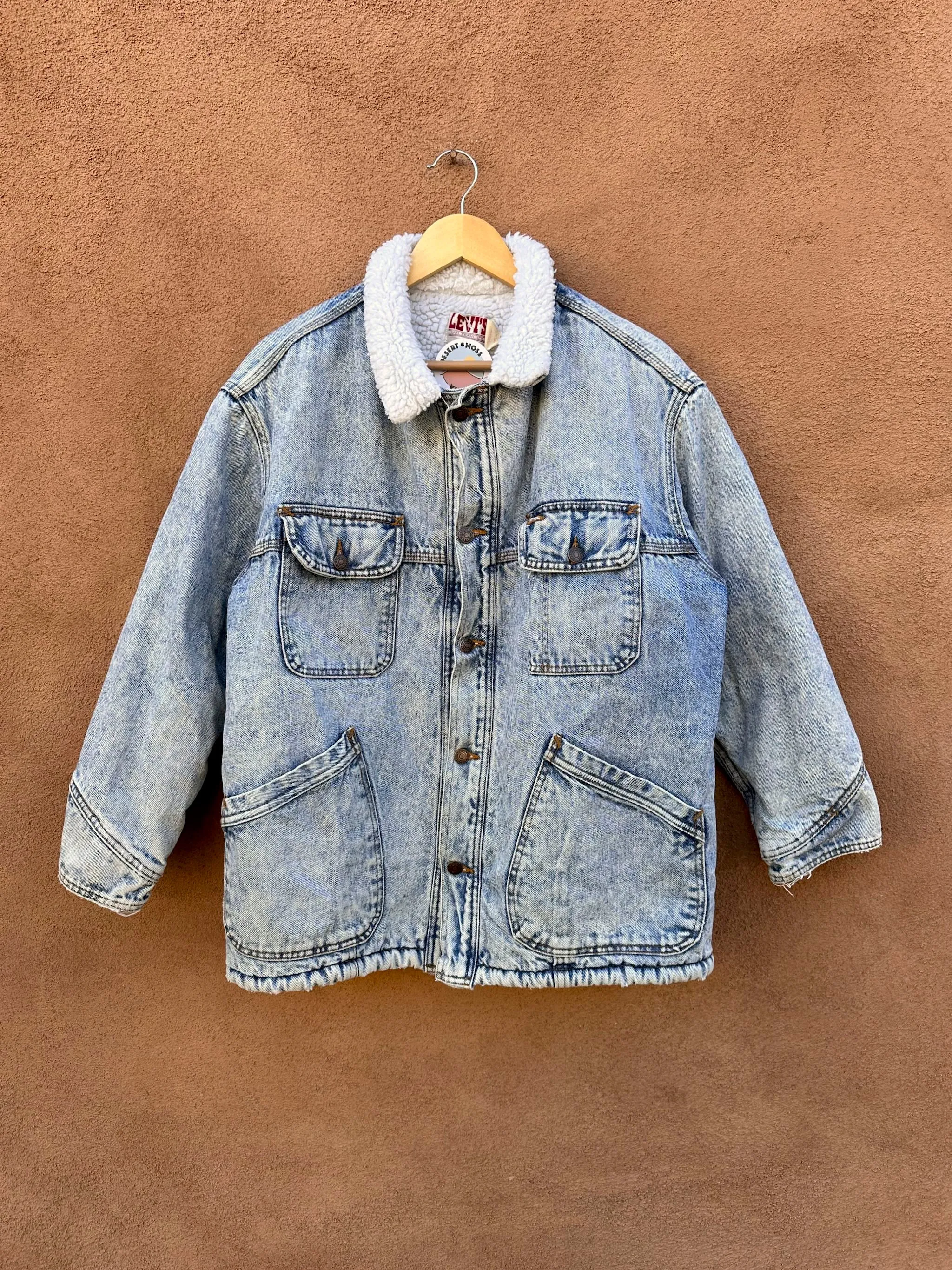 Early 1980's Levi's Shearling Denim Jacket - Made in USA - Small