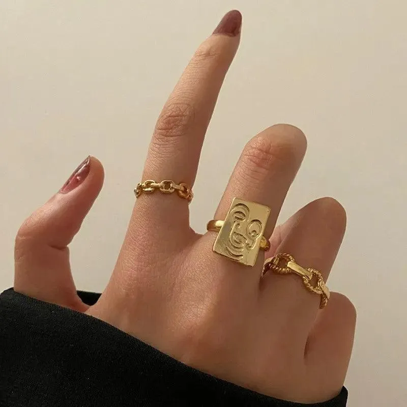 Edgy Geometric Rings: Trendy Punk & Hip-Hop Jewelry Collection